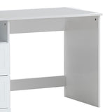 Benzara Wooden Table Desk with 2 Drawers and 1 Open Compartment, White BM225935 White Solid Wood and Veneer BM225935