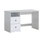 Wooden Table Desk with 2 Drawers and 1 Open Compartment, White