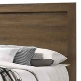 Benzara Transitional Style Wooden Eastern King Bed with Raised Molding Trim, Brown BM225936 Brown Solid Wood and Veneer BM225936