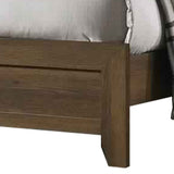 Benzara Transitional Style Wooden Eastern King Bed with Raised Molding Trim, Brown BM225936 Brown Solid Wood and Veneer BM225936