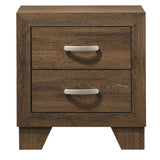 Benzara Transitional Style Wooden Nightstand with 2 Drawers and Metal Handles,Brown BM225937 Brown Solid Wood and Veneer BM225937