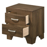 Benzara Transitional Style Wooden Nightstand with 2 Drawers and Metal Handles,Brown BM225937 Brown Solid Wood and Veneer BM225937