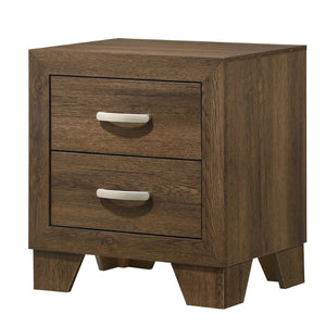 Benzara Transitional Style Wooden Nightstand with 2 Drawers and Metal Handles,Brown BM225937 Brown Solid Wood and Veneer BM225937