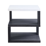 Benzara Dual Tone Wooden End Table with 2 Open Bottom Shelves, Gray and White BM225946 Gray and White Solid Wood BM225946