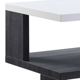 Benzara Dual Tone Wooden End Table with 2 Open Bottom Shelves, Gray and White BM225946 Gray and White Solid Wood BM225946