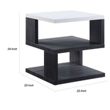 Benzara Dual Tone Wooden End Table with 2 Open Bottom Shelves, Gray and White BM225946 Gray and White Solid Wood BM225946