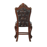 Benzara Leatherette Padded Counter Height Chair with Carvings, Set of 2, Brown BM225948 Brown Solid Wood and Leatherette BM225948