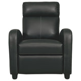 Benzara Leatherette Low Leg Recliner with Slope Armrests and Stitched Details,Black BM226040 Black Solid Wood, Metal and Leatherette BM226040