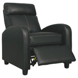 Benzara Leatherette Low Leg Recliner with Slope Armrests and Stitched Details,Black BM226040 Black Solid Wood, Metal and Leatherette BM226040