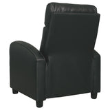 Benzara Leatherette Low Leg Recliner with Slope Armrests and Stitched Details,Black BM226040 Black Solid Wood, Metal and Leatherette BM226040