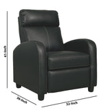 Benzara Leatherette Low Leg Recliner with Slope Armrests and Stitched Details,Black BM226040 Black Solid Wood, Metal and Leatherette BM226040