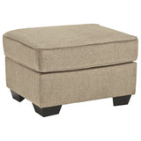 Benzara Fabric Upholstered Rectangular Ottoman with Welt Trim Details, Beige BM226048 Beige Solid Wood and Fabric BM226048