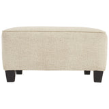 Benzara Fabric Upholstered Oversized Square Ottoman with Tapered Block Legs, Beige BM226052 Beige Solid Wood and Fabric BM226052