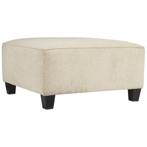 Benzara Fabric Upholstered Oversized Square Ottoman with Tapered Block Legs, Beige BM226052 Beige Solid Wood and Fabric BM226052