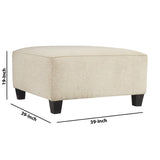 Benzara Fabric Upholstered Oversized Square Ottoman with Tapered Block Legs, Beige BM226052 Beige Solid Wood and Fabric BM226052