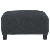Benzara Fabric Upholstered Oversized Square Ottoman with Tapered Block Legs, Gray BM226053 Gray Solid Wood and Fabric BM226053