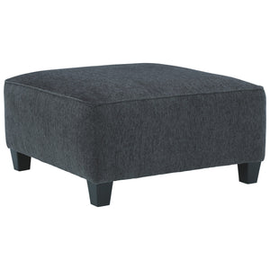 Benzara Fabric Upholstered Oversized Square Ottoman with Tapered Block Legs, Gray BM226053 Gray Solid Wood and Fabric BM226053