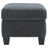 Benzara Fabric Upholstered Rectangular Ottoman with Tapered Block Legs, Gray BM226054 Gray Solid Wood and Fabric BM226054