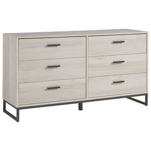 Benzara 6 Drawer Wooden Dresser with Metal Legs, Antique White and Gray BM226070 White and Gray Engineered Wood, Laminate and Metal BM226070