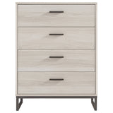 Benzara 4 Drawer Wooden Chest with Metal Legs, Antique White and Gray BM226072 White and Gray Engineered Wood, Laminate and Metal BM226072