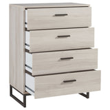 Benzara 4 Drawer Wooden Chest with Metal Legs, Antique White and Gray BM226072 White and Gray Engineered Wood, Laminate and Metal BM226072