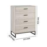 Benzara 4 Drawer Wooden Chest with Metal Legs, Antique White and Gray BM226072 White and Gray Engineered Wood, Laminate and Metal BM226072