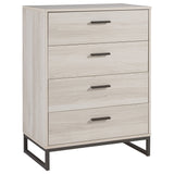 Benzara 4 Drawer Wooden Chest with Metal Legs, Antique White and Gray BM226072 White and Gray Engineered Wood, Laminate and Metal BM226072