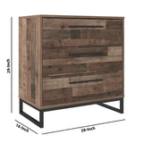 Benzara 3 Drawer Wooden Chest with Metal Legs, Brown and Black BM226076 Brown and Black Engineered Wood, Laminate and Metal BM226076
