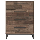 Benzara 4 Drawer Wooden Chest with Metal Legs, Brown and Black BM226077 Brown and Black Engineered Wood, Laminate and Metal BM226077