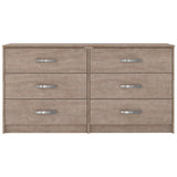 Benzara 6 Drawer Wooden Dresser with Sled Base, Beige BM226083 Beige Engineered Wood and Laminate BM226083