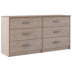 Benzara 6 Drawer Wooden Dresser with Sled Base, Beige BM226083 Beige Engineered Wood and Laminate BM226083