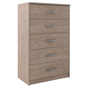 Benzara 5 Drawer Wooden Frame Chest with Sled Base, Beige BM226085 Beige Engineered Wood and Laminate BM226085