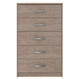 Benzara 5 Drawer Wooden Frame Chest with Sled Base, Beige BM226085 Beige Engineered Wood and Laminate BM226085