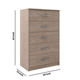 Benzara 5 Drawer Wooden Frame Chest with Sled Base, Beige BM226085 Beige Engineered Wood and Laminate BM226085