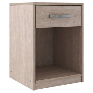 Benzara Single Drawer Wooden Nightstand with Open Shelf, Beige BM226086 Beige Engineered Wood and Laminate BM226086