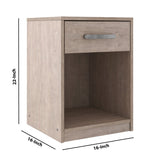 Benzara Single Drawer Wooden Nightstand with Open Shelf, Beige BM226086 Beige Engineered Wood and Laminate BM226086