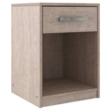 Single Drawer Wooden Nightstand with Open Shelf, Beige