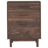 Benzara 5 Drawer Wooden Chest with Grain Details and Block Legs, Brown BM226089 Brown Engineered Wood and Laminate BM226089