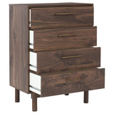 Benzara 5 Drawer Wooden Chest with Grain Details and Block Legs, Brown BM226089 Brown Engineered Wood and Laminate BM226089