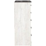 Benzara 5 Drawer Wooden Chest with Grain Details, White and Gray BM226093 White and Gray Engineered Wood and Laminate BM226093