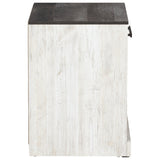 Benzara Single Drawer Wooden Nightstand with Grain Details, White and Gray BM226094 Gray and White Engineered Wood and Laminate BM226094