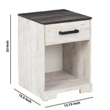 Benzara Single Drawer Wooden Nightstand with Grain Details, White and Gray BM226094 Gray and White Engineered Wood and Laminate BM226094