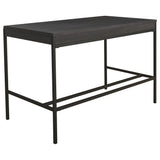 Benzara Wood and Metal Frame Office Desk with Grain Details, Gray and Black BM226096 Gray and Black Engineered Wood, Laminate and Metal BM226096