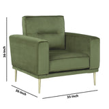 Benzara Fabric Chair with Track Style Armrests and Reversible Back Cushions, Green BM226107 Green Solid wood, Metal, Fabric BM226107