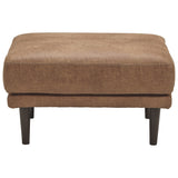 Benzara Mid Century Style Fabric Ottoman with Faux  Wood Tapered Round Legs, Brown BM226113 Brown Solid wood, Fabric, Leatherette BM226113