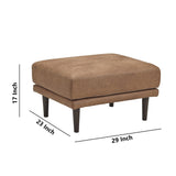 Benzara Mid Century Style Fabric Ottoman with Faux  Wood Tapered Round Legs, Brown BM226113 Brown Solid wood, Fabric, Leatherette BM226113