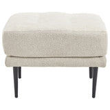 Benzara Fabric Ottoman with Button Tufted Padded Seat and Metal Legs, Light Gray BM226117 Gray Solid wood, Fabric BM226117