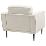 Benzara Fabric Chair with Track Style Arms and Sleek Metal Legs, Light Gray BM226118 Gray Solid wood, Fabric BM226118
