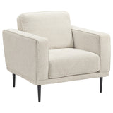 Fabric Chair with Track Style Arms and Sleek Metal Legs, Light Gray