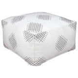 Benzara Handwoven Square Shaped Pouf with Criss Cross Pattern, Off White BM226126 Off white Fabric BM226126